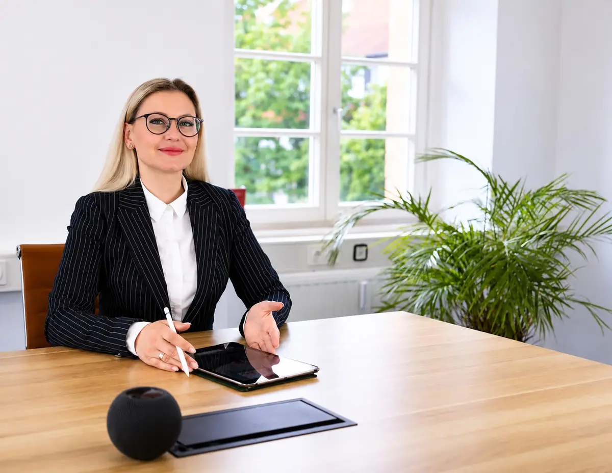 Rechtsanwältin Helena Kraus am Besprechungstisch